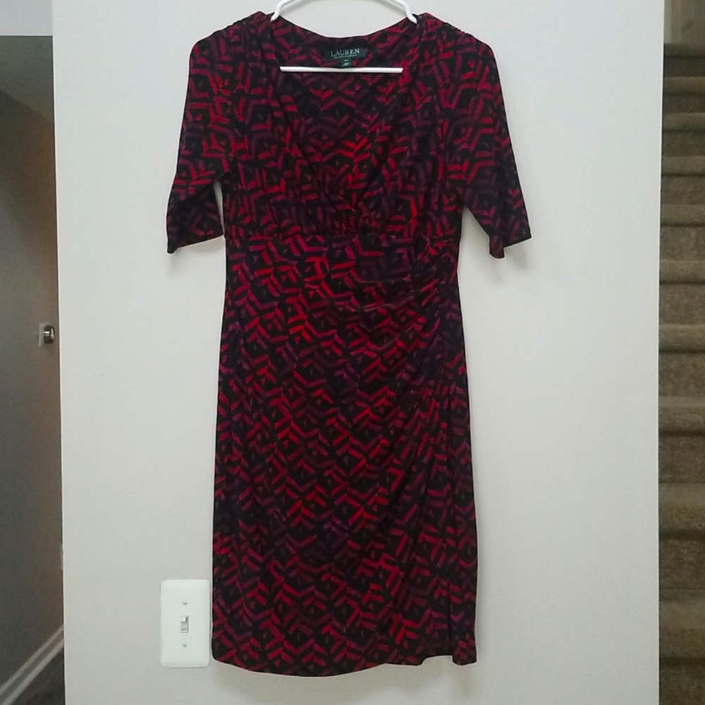 Lauren Ralph Lauren Red, Purple, and Black Dress Women's 8P
